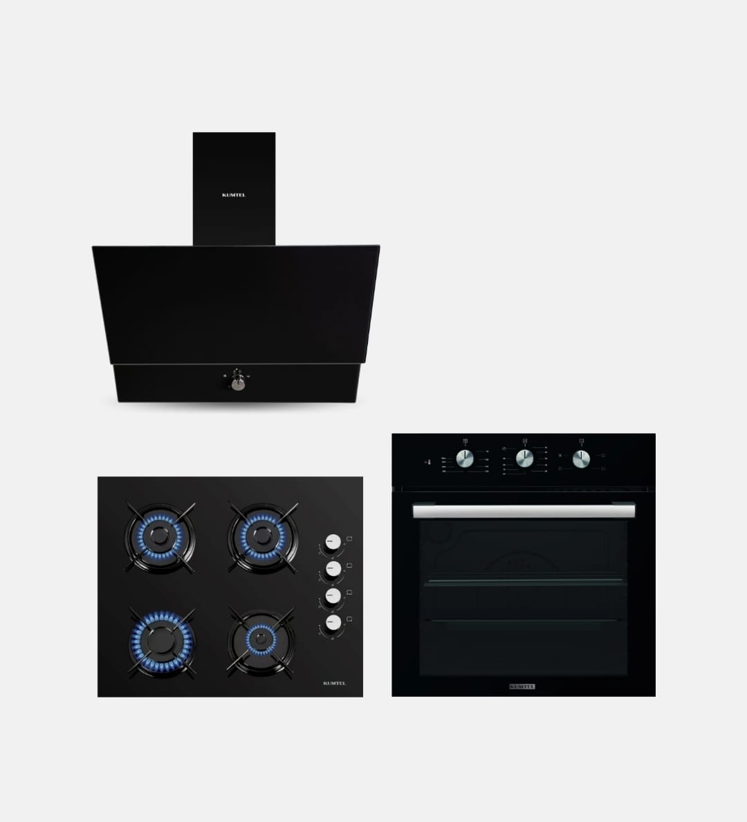 KUMTEL SİYAH KRİSTAL ANKASTRE SET